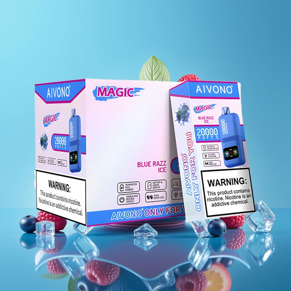 Aivono AIM MAGIC 20000 Puffs 26ml Blauwe Razz IJs Dual Mesh LCD