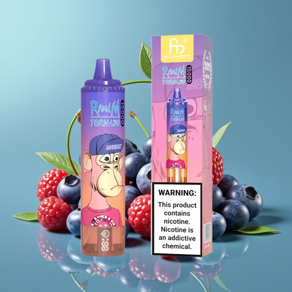 Fumot RandM Tornado 15000 Puffs 25ml 850mAh Blauwe Bes Kers Cranberry