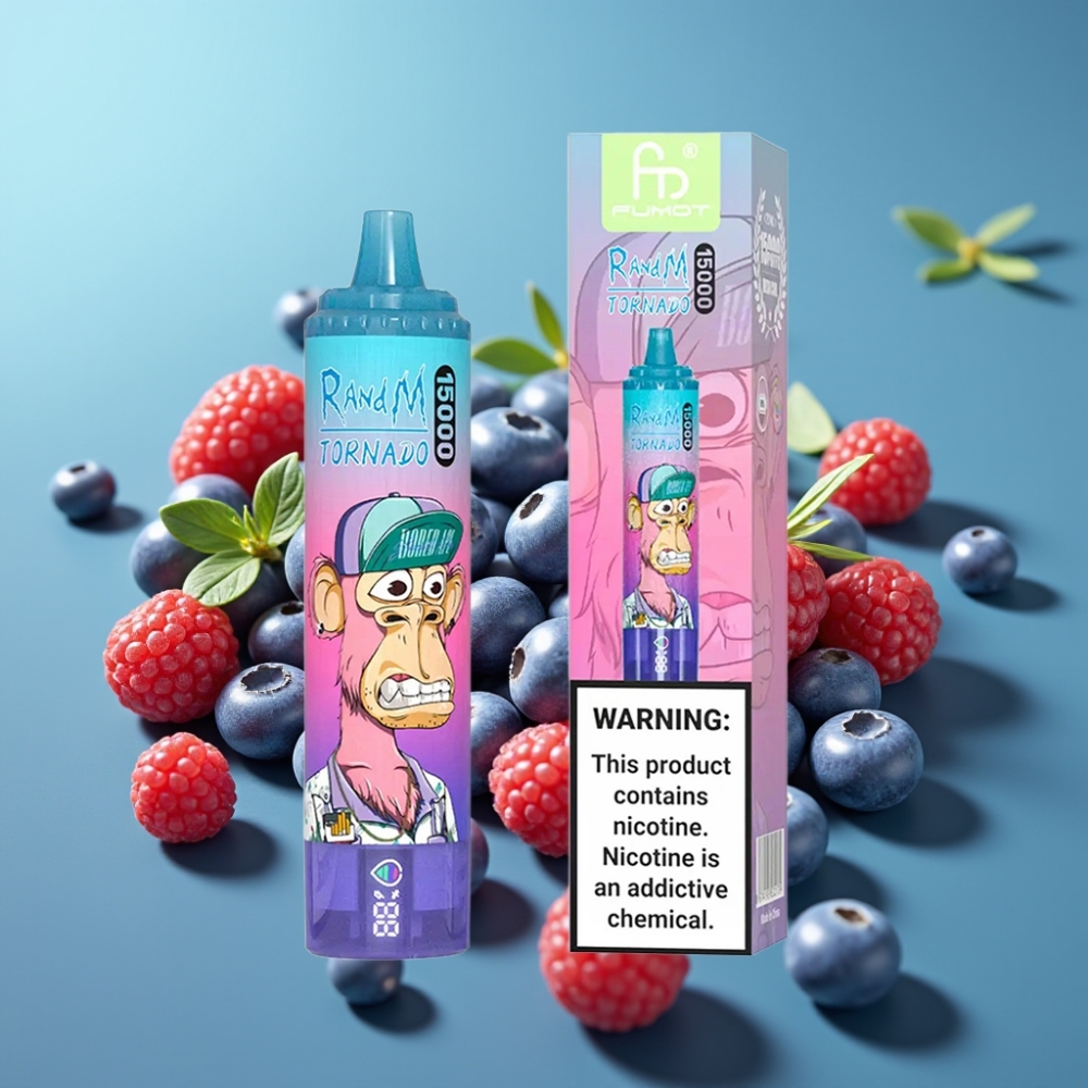 Fumot RandM Tornado 15000 Puffs 25ml 850mAh Blauwe Framboos Mesh Coil