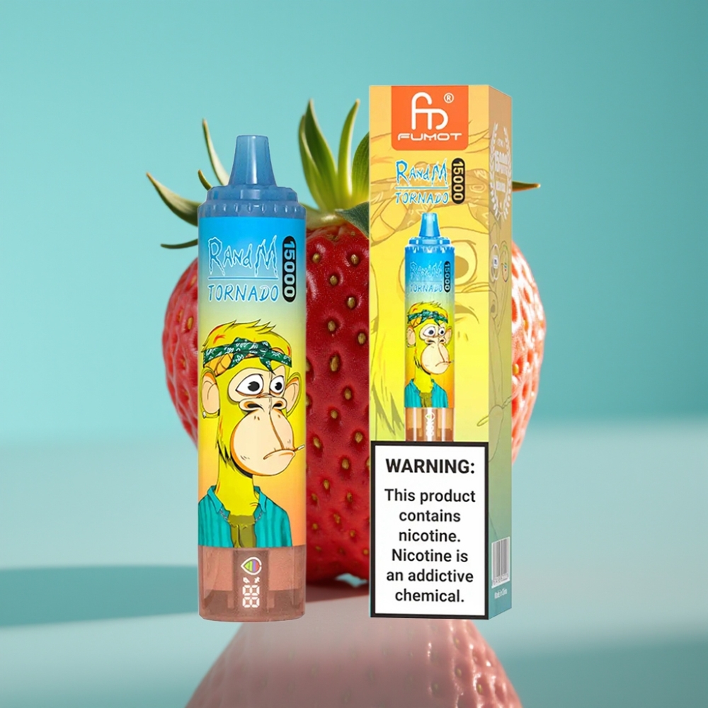 Fumot RandM Tornado 15000 Puffs 25ml Aardbei Mesh LCD Type-C