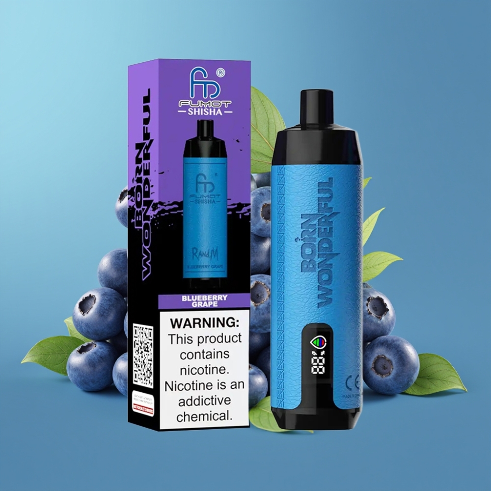 RandM Fumot Shisha 10000 Puffs 18ml Blauwe Druif Wegwerp Vape