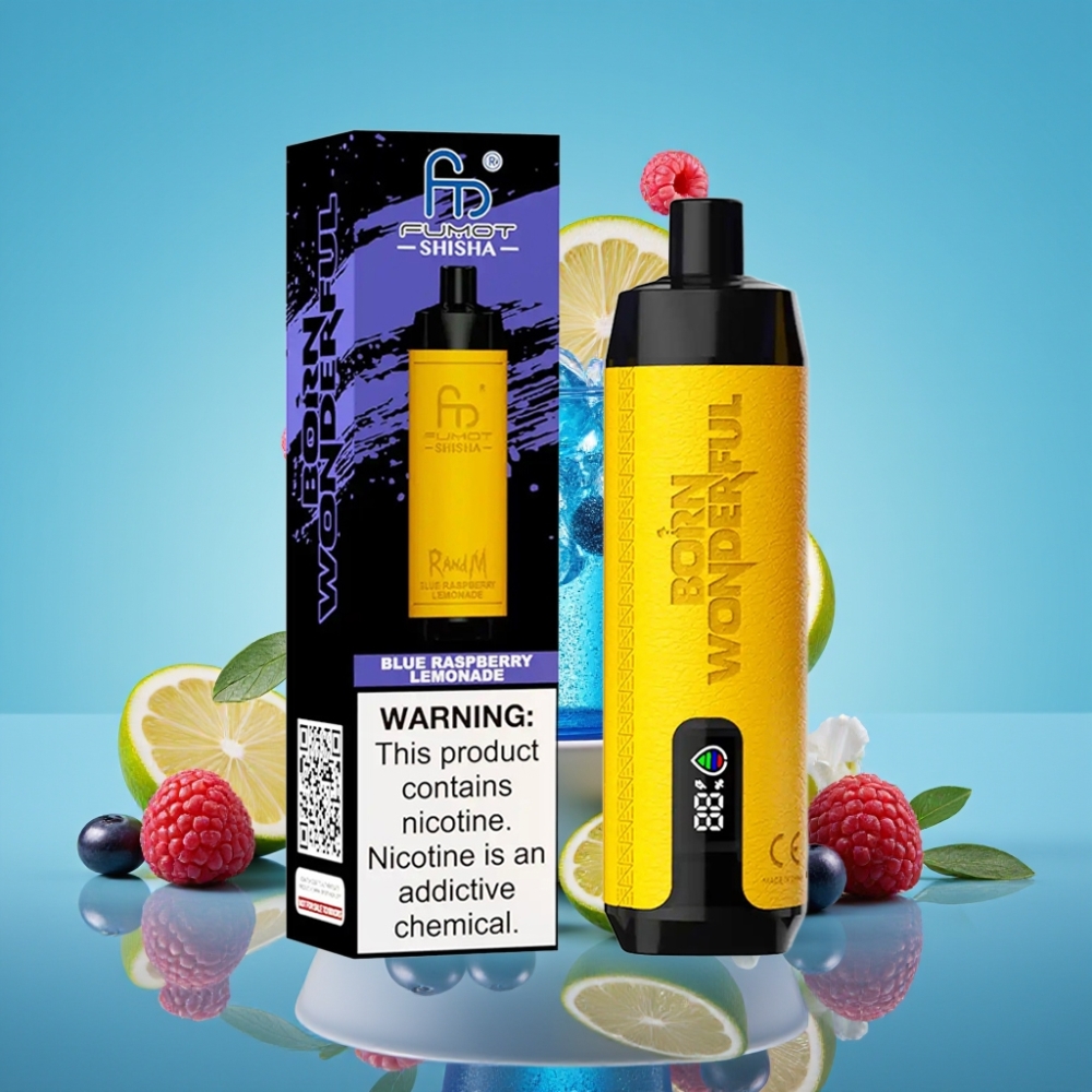 RandM Fumot Shisha 10000 Puffs 18ml Blauwe Framboos Limonade Type-C