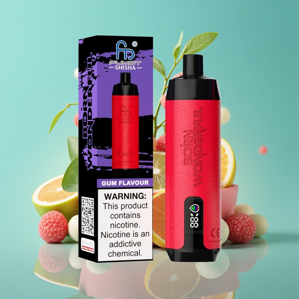 RandM Fumot Shisha 10000 Puffs 18ml Kauwgum Smaak Type-C LED