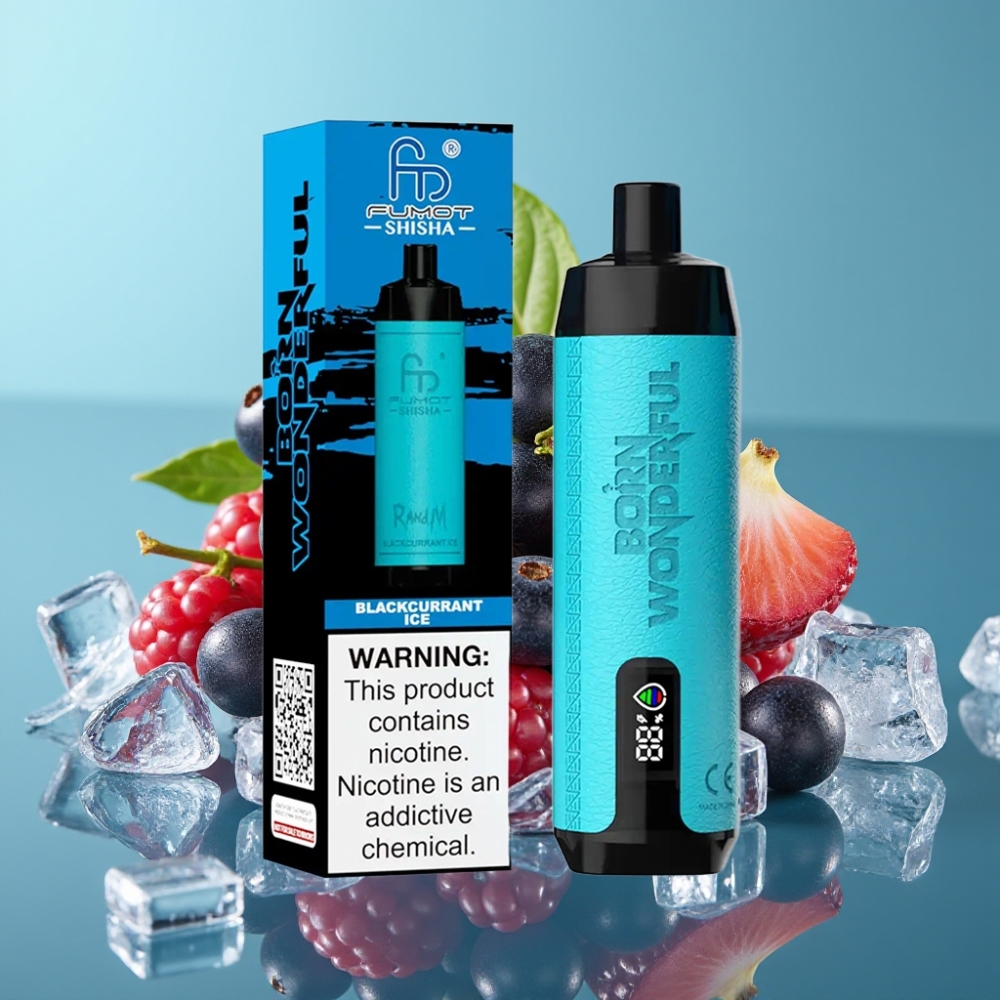 RandM Fumot Shisha 10000 Puffs 18ml Zwarte Bes IJs Wegwerp Vape