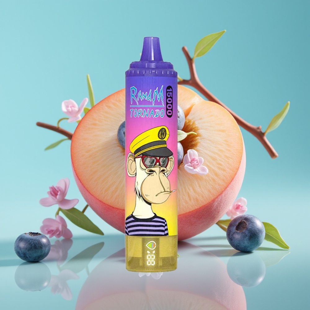 RandM Fumot Tornado 15000 Puffs 25ml 850mAh Perzik Blauwe Bes Snoep