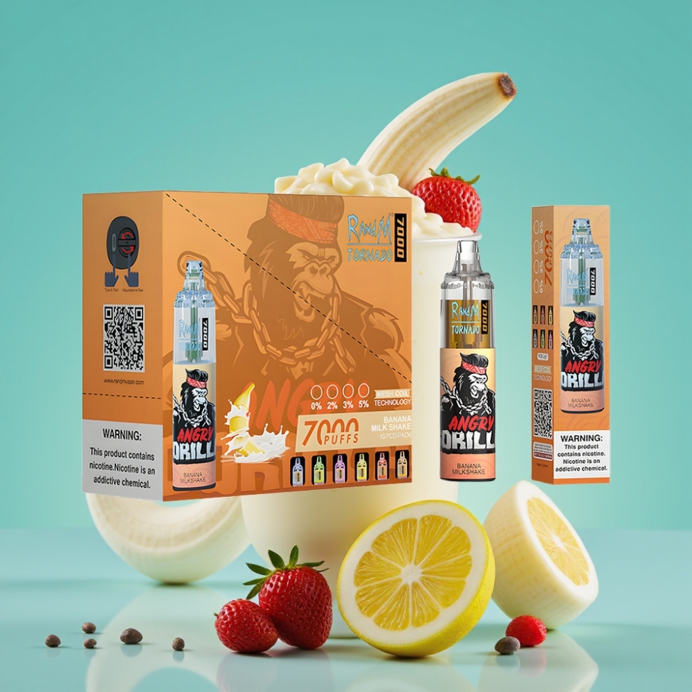 RandM Fumot Tornado 7000 Puffs 14ML Banana Milkshake Wegwerp Vape