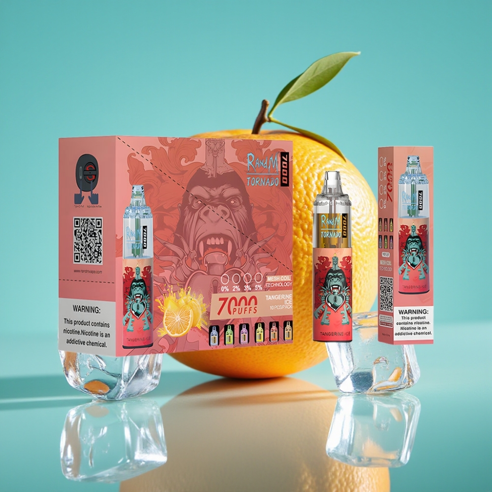 RandM Fumot Tornado 7000 Puffs 14ML Tangerine IJs Wegwerp Vape