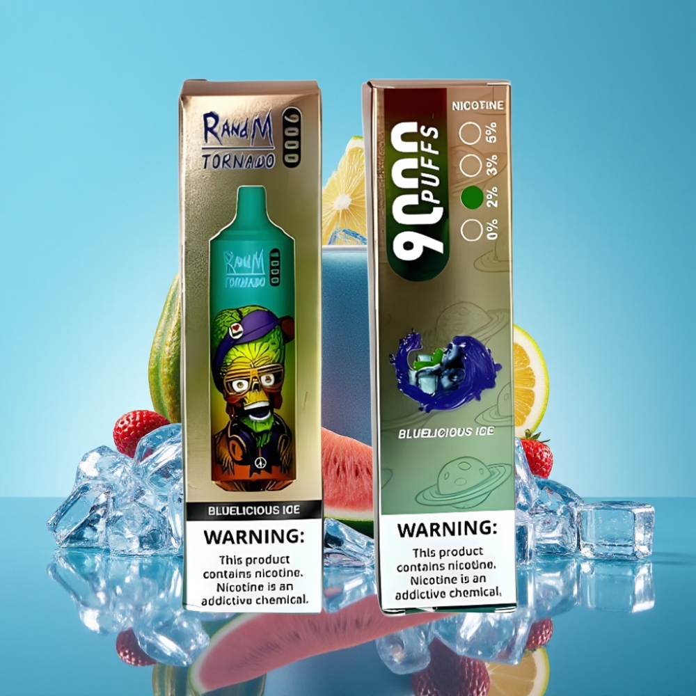 RandM Tornado 9000 Puffs 850mAh 18mL Mesh Blauwachtig IJs