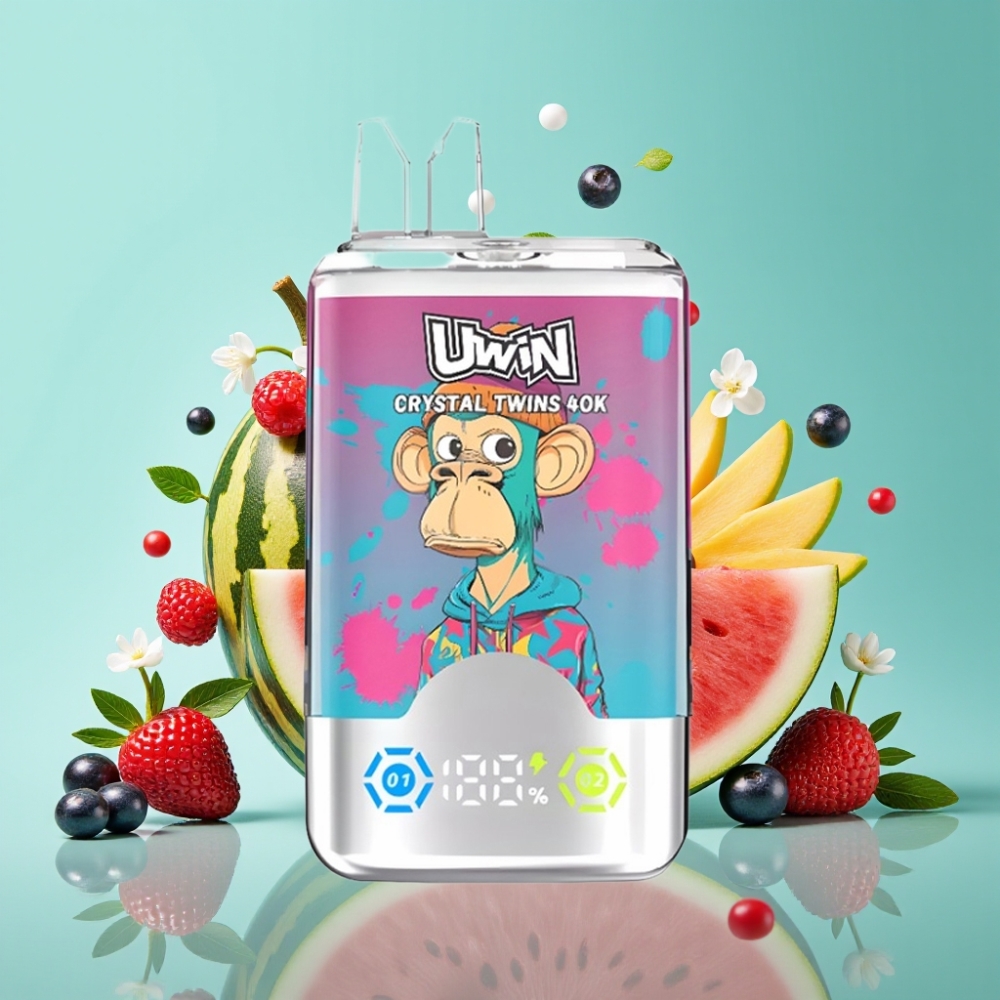 UWIN Crystal Twins 40000 Puffs Watermeloen IJsmix Bessen 32ml Type-C 850mAh