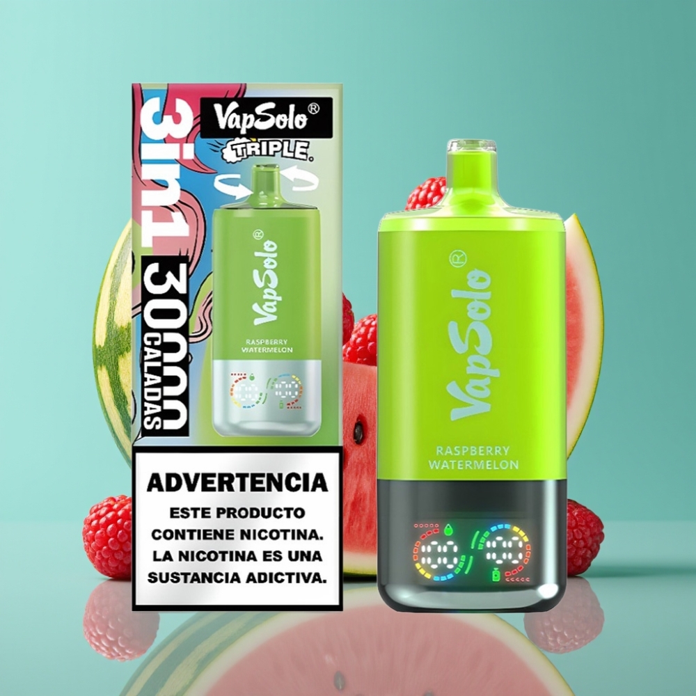 VapSolo Triple 30000 Puffs 40ml Framboos Watermeloen Type-C