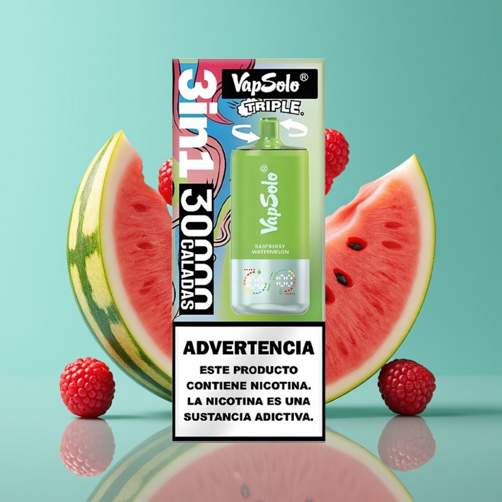 VapSolo Triple 30000 Puffs 40ml Framboos Watermeloen Type-C