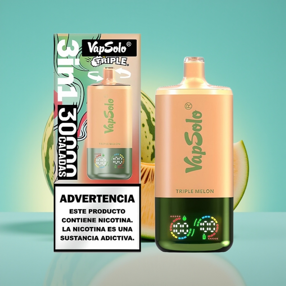 VapSolo Triple 30000 Puffs 40ml Type-C Drie Meloen