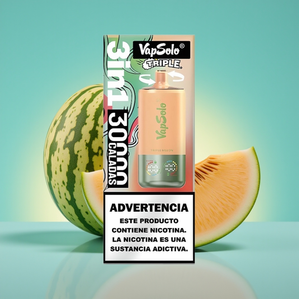 VapSolo Triple 30000 Puffs 40ml Type-C Drie Meloen