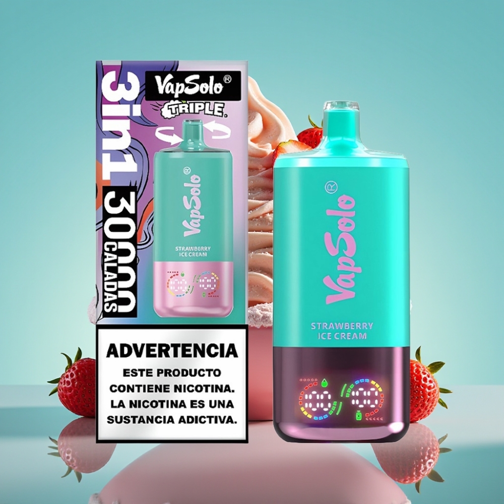 VapSolo Triple 30000 Puffs Aardbeienijs 40ml Type-C