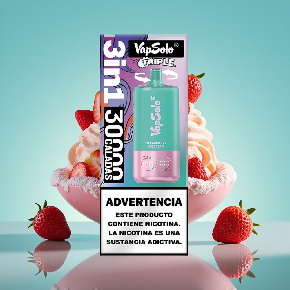 VapSolo Triple 30000 Puffs Aardbeienijs 40ml Type-C