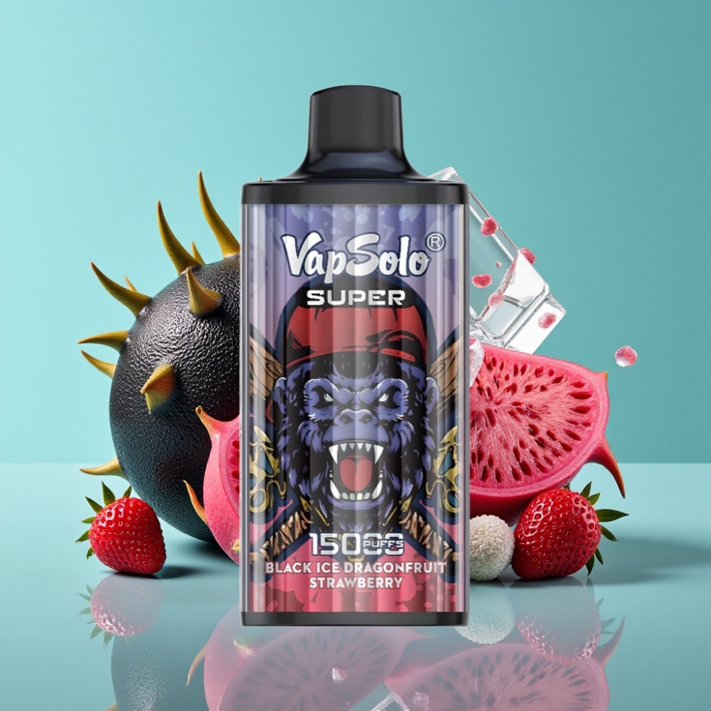 Vapsolo Super 15000 Puffs 40ml Zwarte IJs Drakenfruit Aardbei Type-C