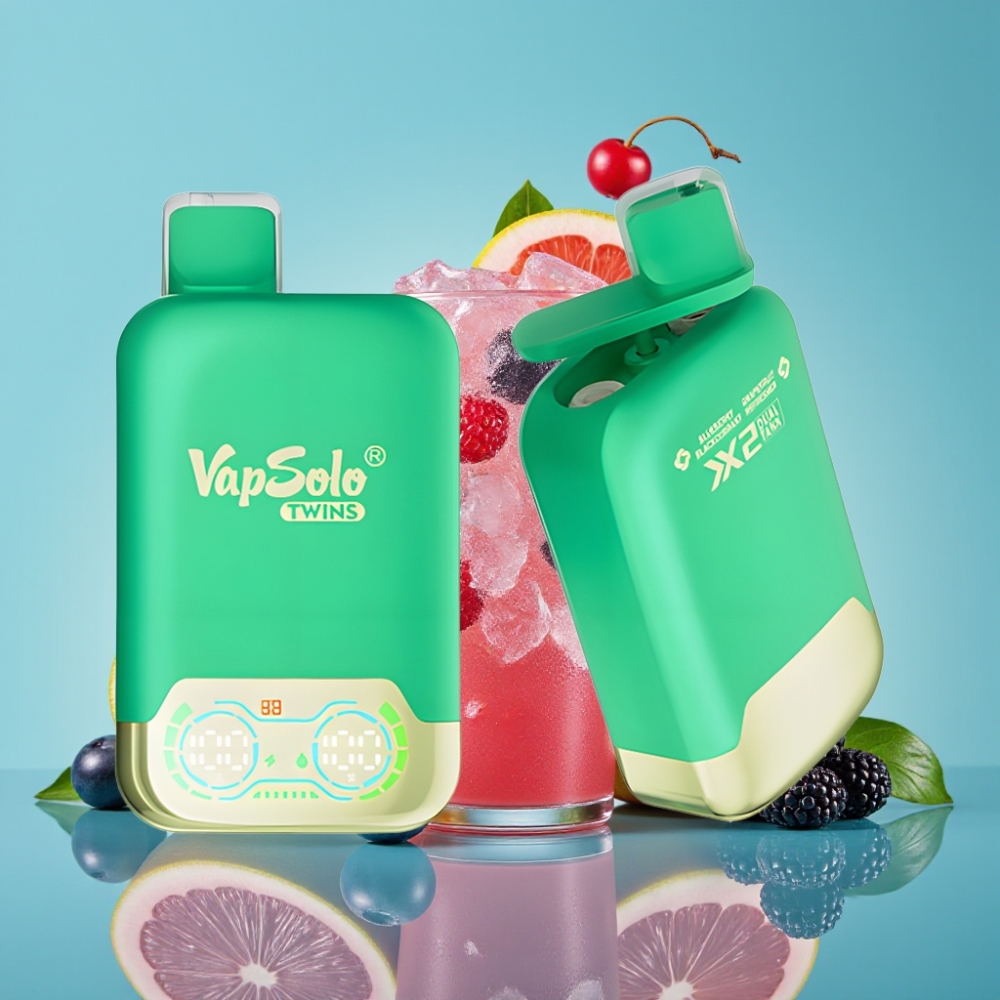 Vapsolo Twins 20000 Puffs 40ml Blauwe Bes Zwarte Bes  Grapefruit Verfrisser Type-C