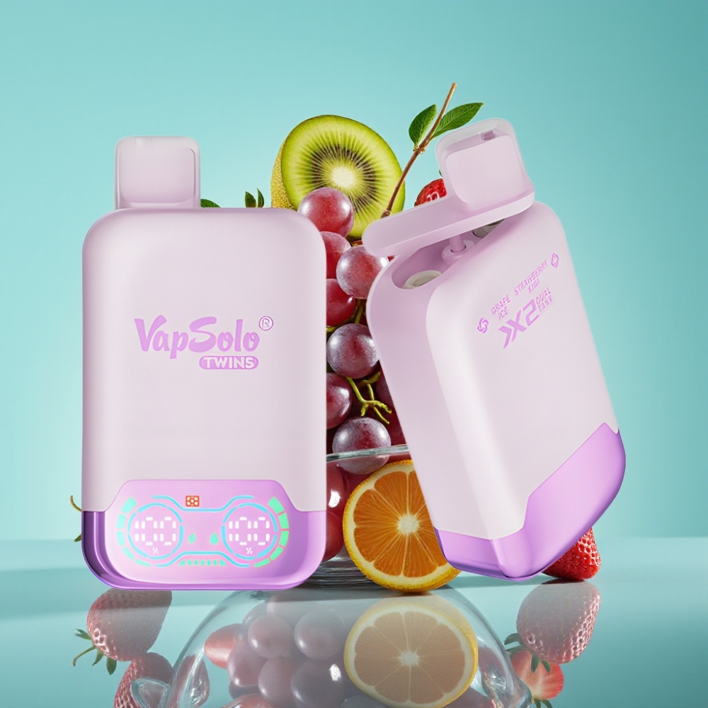 Vapsolo Twins 20000 Puffs 40ml Druif IJs  Aardbei Kiwi Disposable