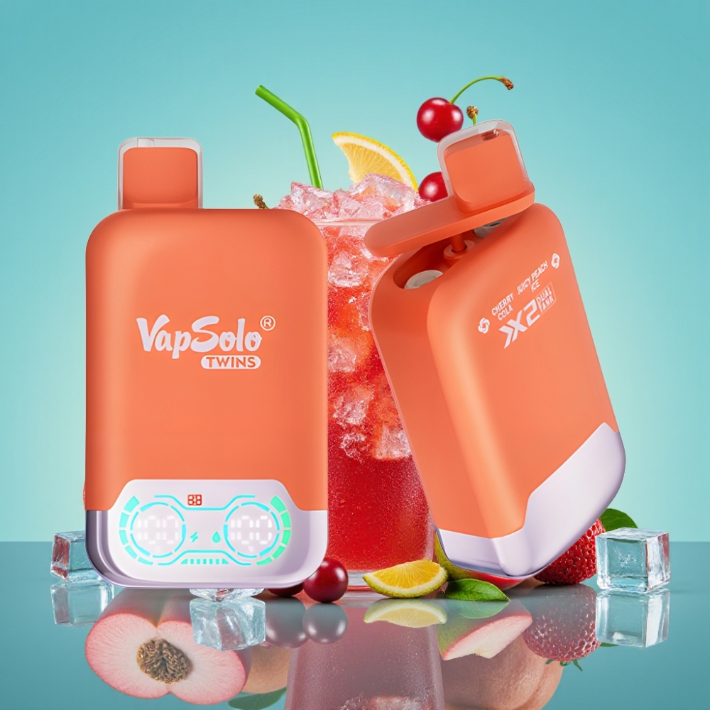 Vapsolo Twins 20000 Puffs 40ml Kersen Cola  Perzik IJs Type-C