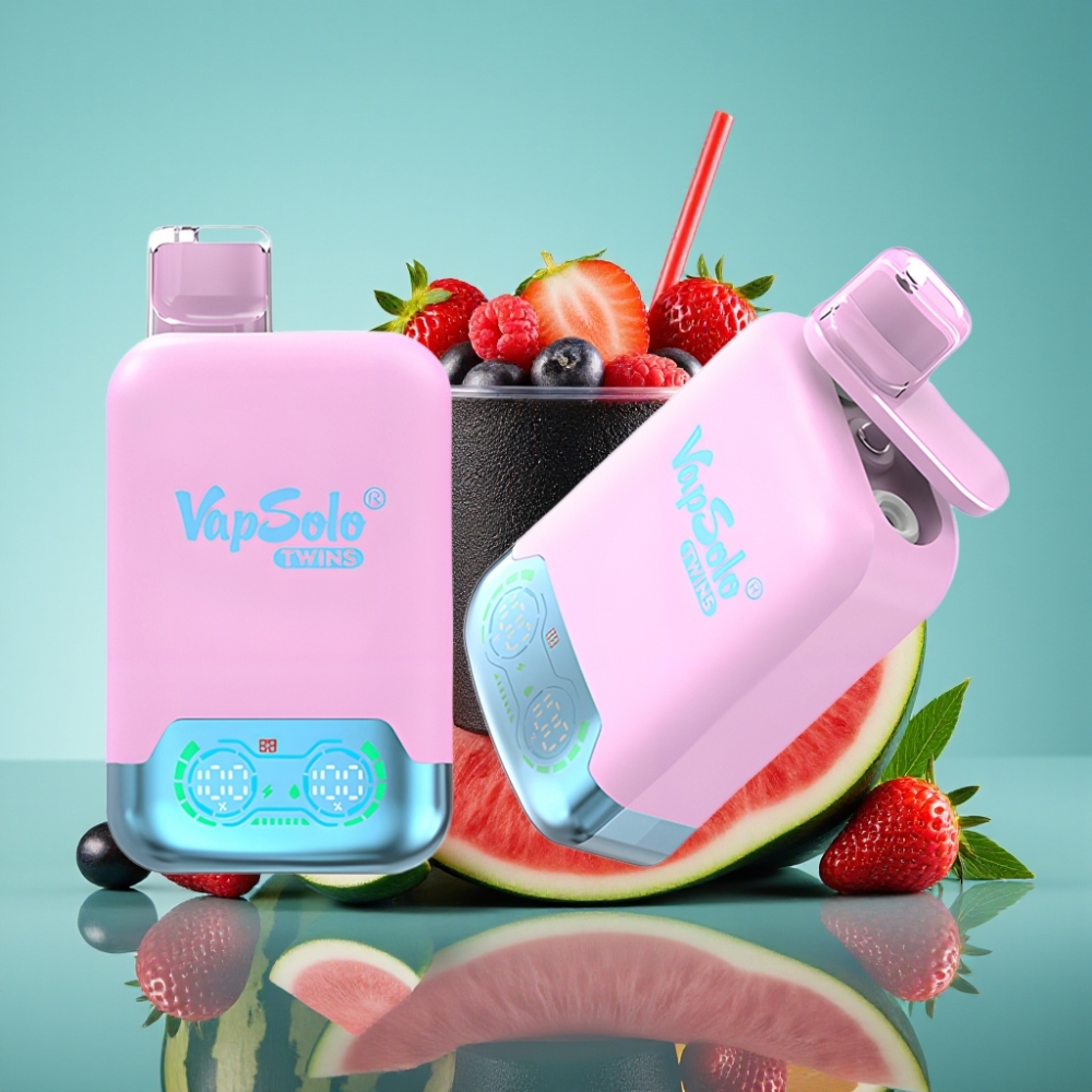 Vapsolo Twins 20000 Puffs Zwart Ijs Drakenfruit Aardbei  Framboos Watermeloen 40ml Type-C