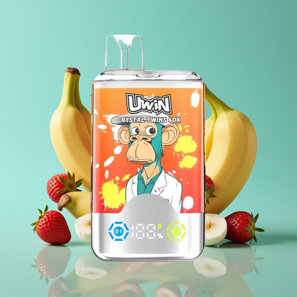 UWIN Crystal Twins 40000 Puffs 32ml Aardbei Banaan Liefde 66 Duale Smaak Type-C