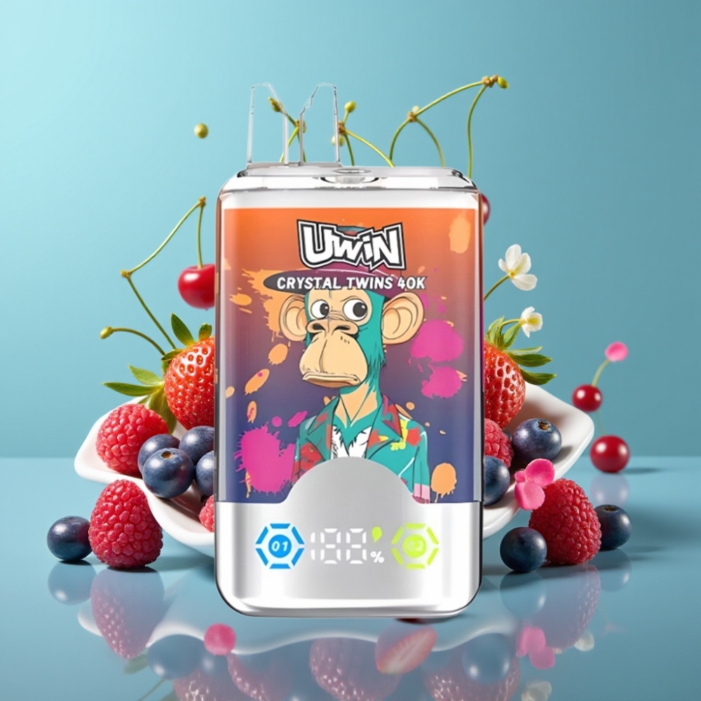 UWIN Crystal Twins 40000 Puffs 32ml Aardbei Framboos Kers Mr Blue 850mAh