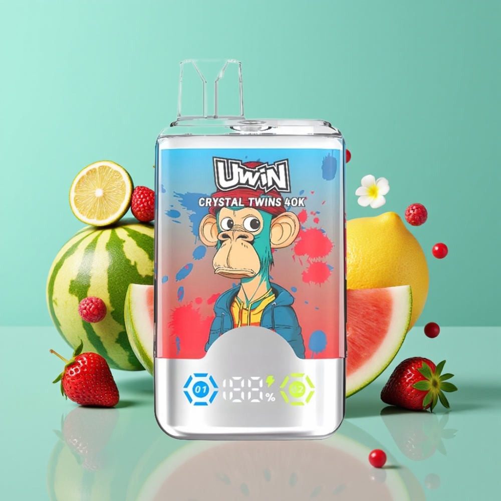 UWIN Crystal Twins 40000 Puffs 32ml Aardbei Watermeloen Citroen Limoen Mesh 06 Ohm