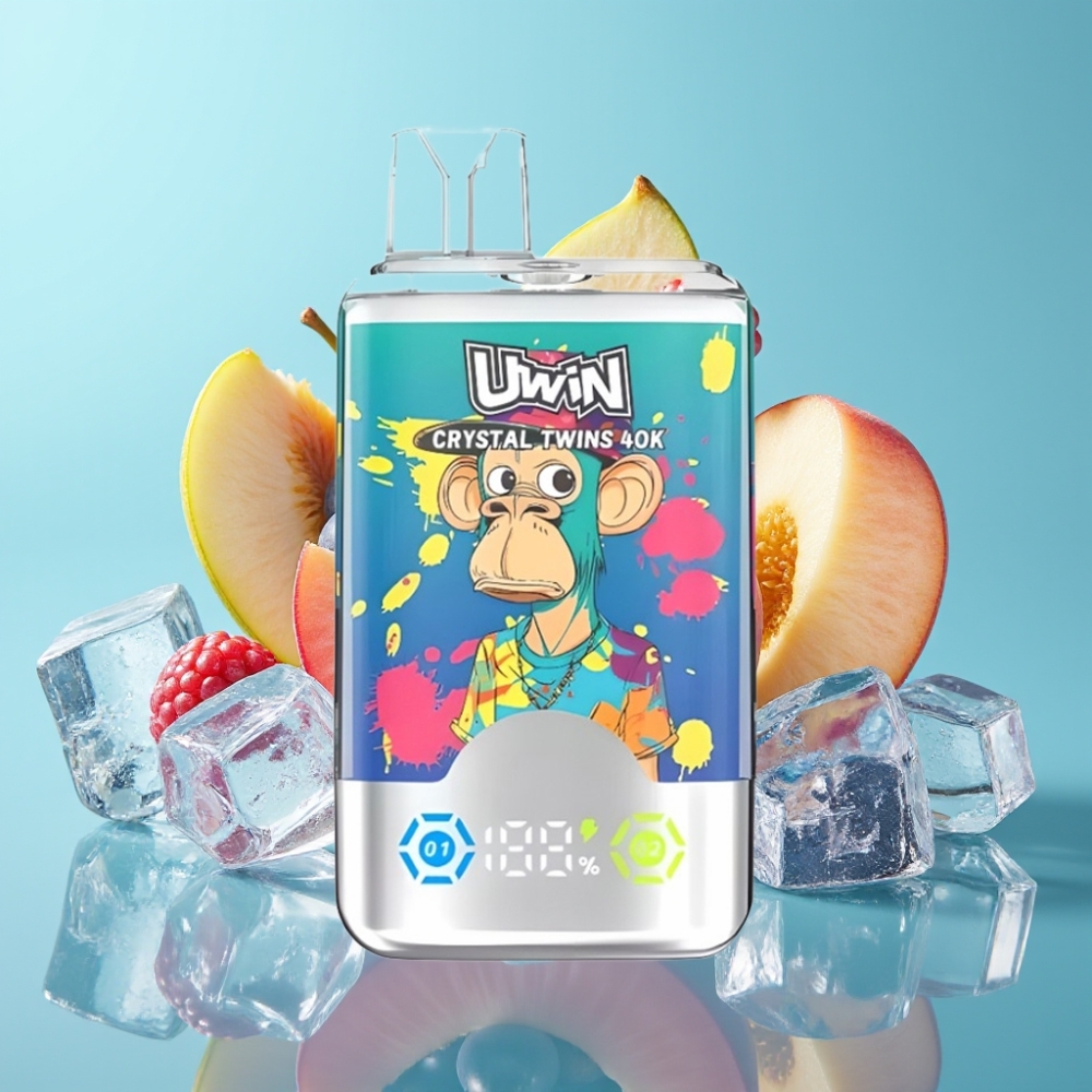 UWIN Crystal Twins 40000 Puffs 32ml Blauwe Bes IJs Zomerse Perzik IJs 850mAh Type-C