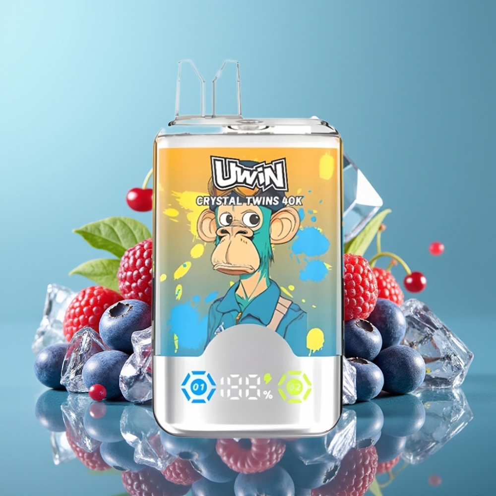 UWIN Crystal Twins 40000 Puffs 32ml Blauwe Framboos Kers IJs 06 Ohm Mesh