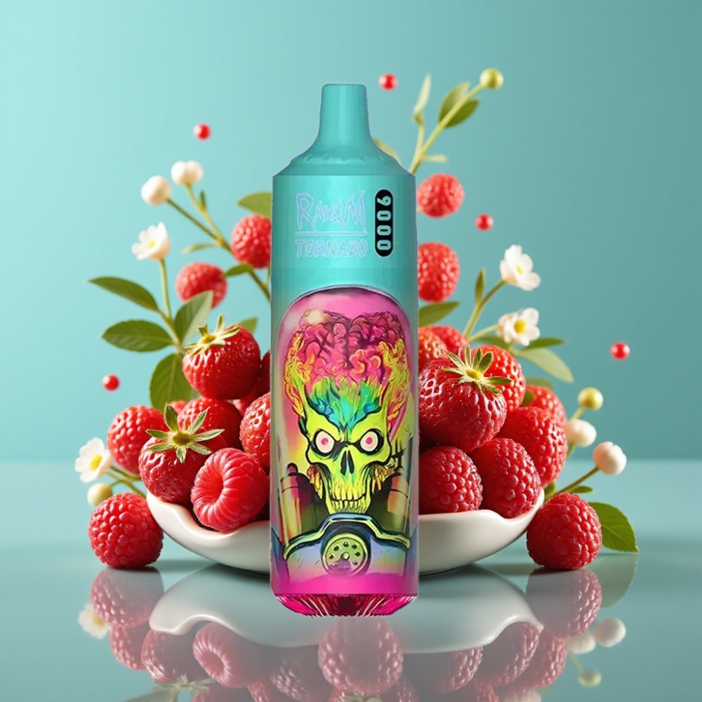 RandM Tornado 9000 Puffs 850mAh 18mL Aardbei Framboos Mesh RGB